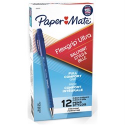 PAPERMATE FLEXGRIP RETRACTABLE PEN Medium Blue Box12